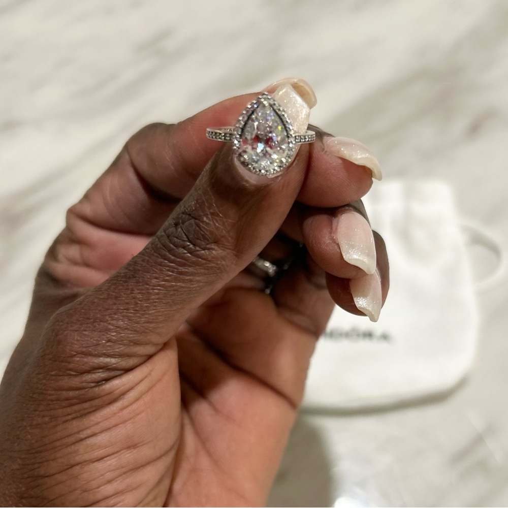 Pandora Sparkling Pear Shape Halo Ring - Picture 3 of 5